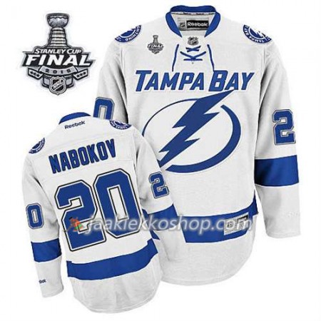 Reebok Miehille NHL Tampa Bay Lightning Pelipaita Evgeni Nabokov #20 Vieras Valkoinen 2015 Stanley Cup