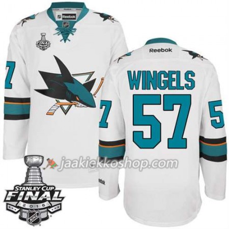 Reebok NHL San Jose Sharks Pelipaita Tommy Wingels #57 Valkoinen Vieras 2016 Stanley Cup