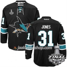 Reebok NHL San Jose Sharks Pelipaita Martin Jones #31 Musta Kolmas 2016 Stanley Cup