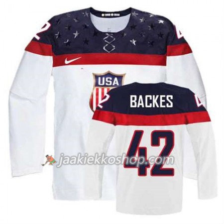 Reebok Miehille NHL Premier Olympic-USA Team Pelipaita David Backes #42 Koti Valkoinen Paita