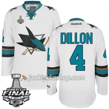 Reebok NHL San Jose Sharks Pelipaita Brenden Dillon #4 Valkoinen Vieras 2016 Stanley Cup