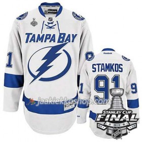 Reebok NHL Tampa Bay Lightning Pelipaita Steven Stamkos #91 Valkoinen Vieras 2016 Stanley Cup