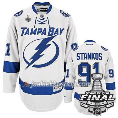 Reebok NHL Tampa Bay Lightning Pelipaita Steven Stamkos #91 Valkoinen Vieras 2016 Stanley Cup