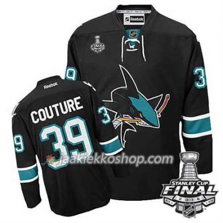 Reebok NHL San Jose Sharks Pelipaita Logan Couture #39 Musta Kolmas 2016 Stanley Cup