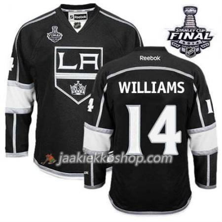 Reebok Miehille NHL Los Angeles Kings Pelipaita Justin Williams #14 Koti Musta 2014 Stanley Cup