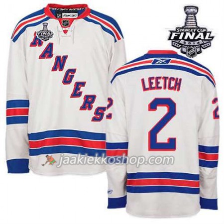 Reebok Miehille NHL New York Rangers Pelipaita Brian Leetch #2 Vieras Valkoinen 2014 Stanley Cup