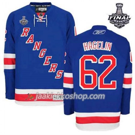 Reebok Miehille NHL New York Rangers Pelipaita Carl Hagelin #62 Koti Sininen 2014 Stanley Cup