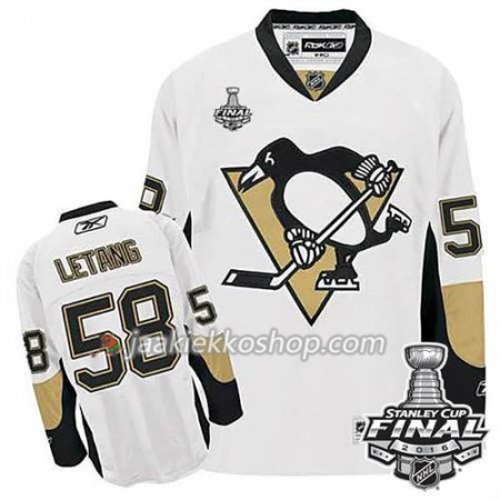 Reebok NHL Pittsburgh Penguins Pelipaita Kris Letang #58 Valkoinen Vieras 2016 Stanley Cup