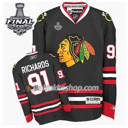 Reebok Miehille NHL Chicago Blackhawks Pelipaita Bobby Orr #91 Kolmas Musta 2015 Stanley Cup