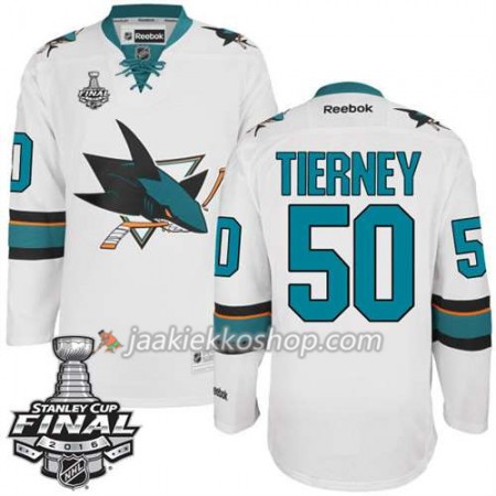 Reebok NHL San Jose Sharks Pelipaita Chris Tierney #50 Valkoinen Vieras 2016 Stanley Cup