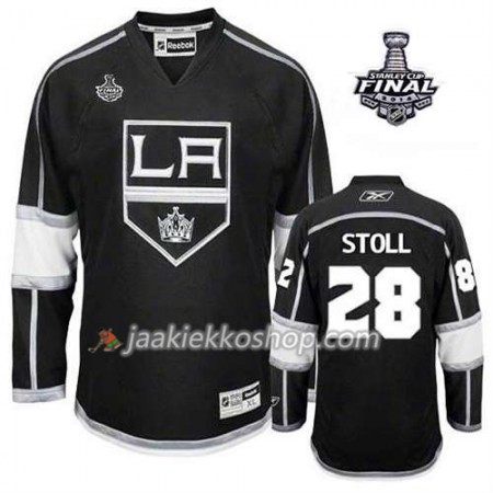 Reebok Miehille NHL Los Angeles Kings Pelipaita Henrik Lundqvist #28 Koti Musta 2014 Stanley Cup