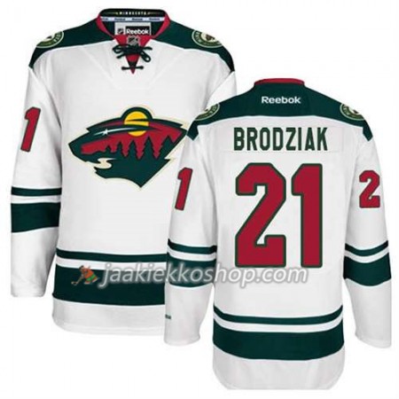 Reebok Miehille NHL Minnesota Wild Pelipaita Kyle Brodziak #21 Vieras Valkoinen Reebok Miehille NHL Minnesota Wild Pelipaita Kyle Brodziak #21 Vieras Valkoinen