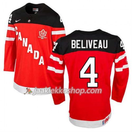 Reebok Miehille NHL Premier Kanada Team Pelipaita Jean Beliveau #4 100th Anniversary Valkoinen Paita