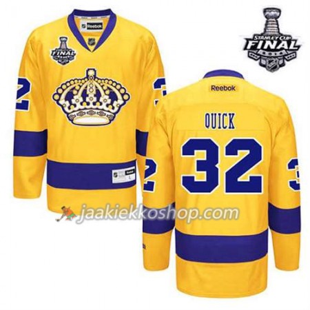 Reebok Miehille NHL Los Angeles Kings Pelipaita Jonathan Quick #32 Kolmas Kulta 2014 Stanley Cup