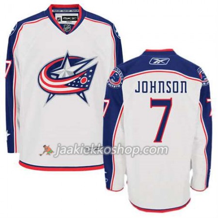 Reebok Miehille NHL Columbus Blue Jackets Pelipaita Jack Johnson #7 Vieras Valkoinen