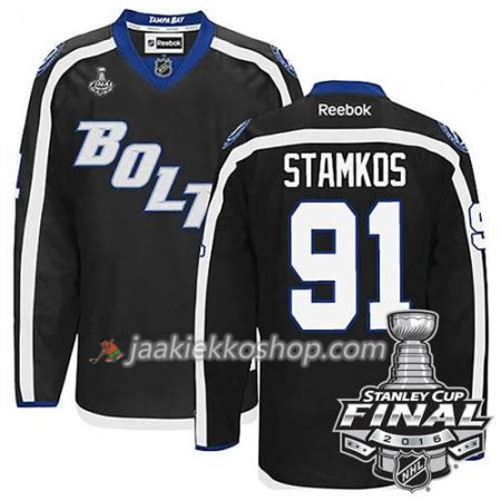 Reebok NHL Tampa Bay Lightning Pelipaita Steven Stamkos #91 Musta Kolmas 2016 Stanley Cup