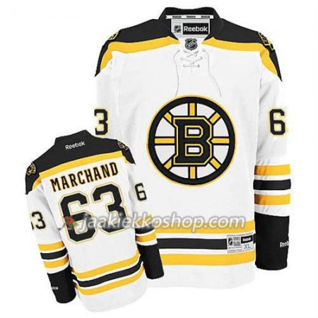 Reebok Miehille NHL Boston Bruins Pelipaita Brad Marchand #63 Vieras Valkoinen