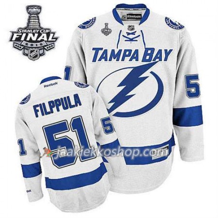 Reebok Miehille NHL Tampa Bay Lightning Pelipaita Valtteri Filppula #51 Vieras Valkoinen 2015 Stanley Cup
