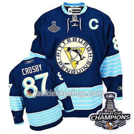 Reebok NHL Pittsburgh Penguins Pelipaita 2016 Stanley Cup Champions Sidney Crosby Premier Finals #87 Sininen