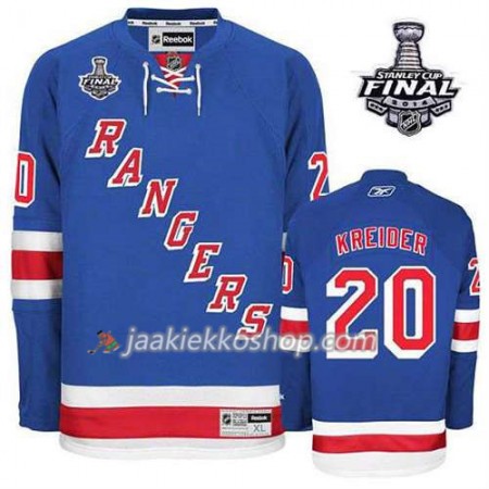 Reebok Miehille NHL New York Rangers Pelipaita Chris Kreider #20 Koti Sininen 2014 Stanley Cup