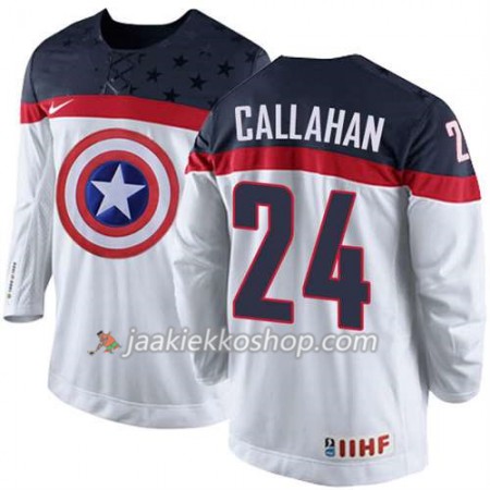 Reebok Miehille NHL Premier Olympic-USA Team Pelipaita Ryan Callahan #24 Valkoinen Paita