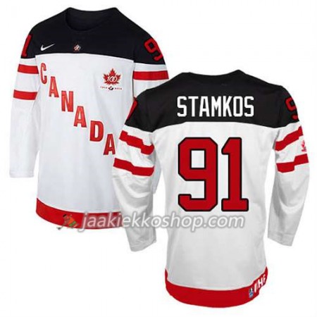 Reebok Miehille NHL Premier Kanada Team Pelipaita Steven Stamkos #91 100th Anniversary Valkoinen Paita