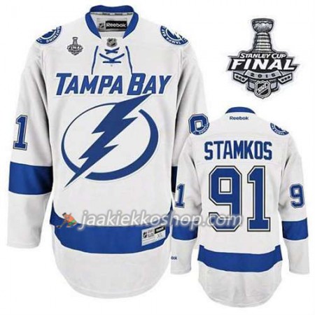 Lapsille NHL Tampa Bay Lightning Pelipaita Steven Stamkos #91 Vieras Valkoinen 2015 Stanley Cup