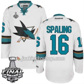 Reebok NHL San Jose Sharks Pelipaita Nick Spaling #16 Valkoinen Vieras 2016 Stanley Cup