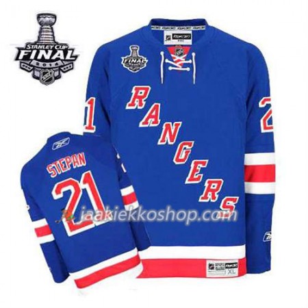 Reebok Miehille NHL New York Rangers Pelipaita Derek Stepan #21 Koti Sininen 2014 Stanley Cup