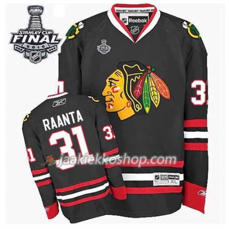 Reebok Miehille NHL Chicago Blackhawks Pelipaita Antti Raanta #31 Kolmas Musta 2015 Stanley Cup