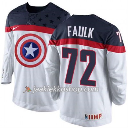 Reebok Miehille NHL Premier Olympic-USA Team Pelipaita Justin Faulk #72 Valkoinen Paita