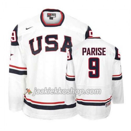 Reebok Miehille NHL Premier Olympic-USA Team Pelipaita Zach Parise #9 Valkoinen Paita