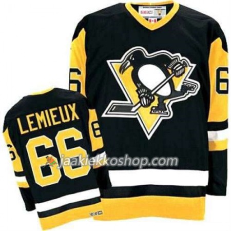 Reebok Miehille NHL Pittsburgh Penguins Pelipaita Mario Lemieux 66 Musta Kolmas