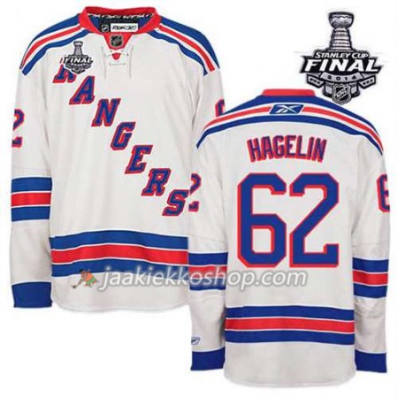 Reebok Miehille NHL New York Rangers Pelipaita Carl Hagelin #62 Vieras Valkoinen 2014 Stanley Cup
