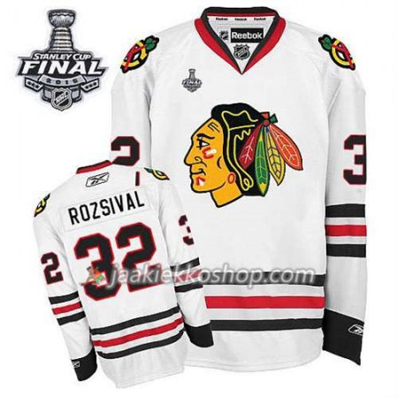 Reebok Miehille NHL Chicago Blackhawks Pelipaita Michal Rozsival #32 Vieras Valkoinen 2015 Stanley Cup