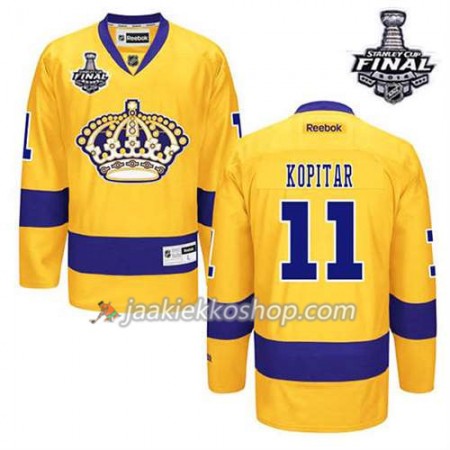 Reebok Miehille NHL Los Angeles Kings Pelipaita Anze Kopitar #11 Kolmas Kulta 2014 Stanley Cup