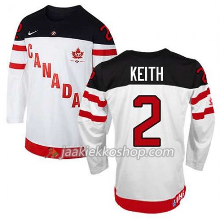 Reebok Miehille NHL Premier Kanada Team Pelipaita Duncan Keith #2 100th Anniversary Valkoinen Paita