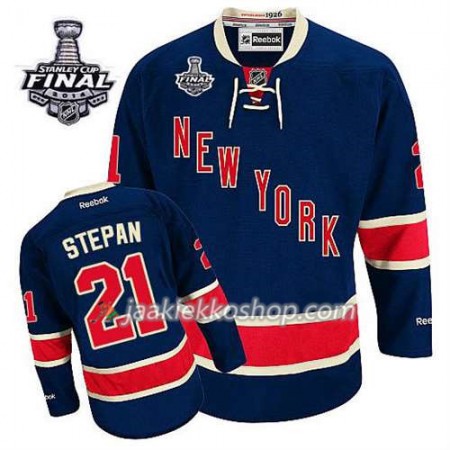 Reebok Miehille NHL New York Rangers Pelipaita Derek Stepan #21 Kolmas Sininen 2014 Stanley Cup