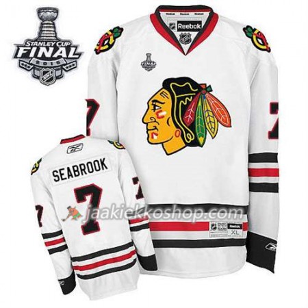 Reebok Miehille NHL Chicago Blackhawks Pelipaita Brent Seabrook #7 Valkoinen Vieras 2015 Stanley Cup