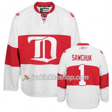 Reebok Miehille NHL Detroit Red Wings Pelipaita Terry Sawchuk #1 Kolmas Valkoinen