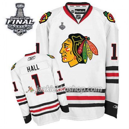 Reebok Miehille NHL Chicago Blackhawks Pelipaita Evgeni Nabokov #1 Vieras Valkoinen 2015 Stanley Cup