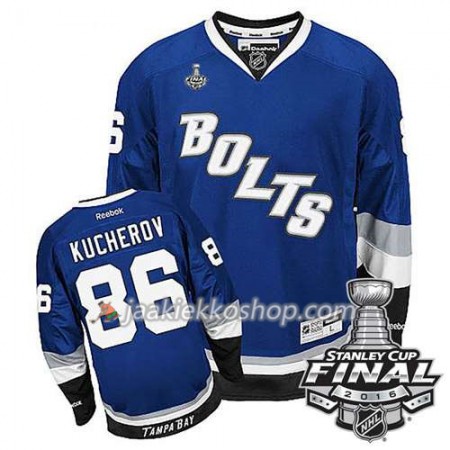 Reebok NHL Tampa Bay Lightning Pelipaita Nikita Kucherov #86 Sininen Kolmas 2016 Stanley Cup