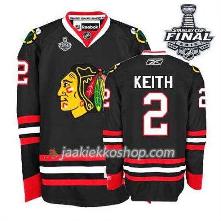 Reebok Nainen NHL Chicago Blackhawks Pelipaita Duncan Keith #2 Kolmas Musta 2015 Stanley Cup