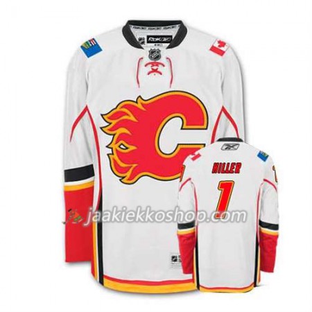 Reebok Miehille NHL Calgary Flames Pelipaita Jonas Hiller #1 Vieras Valkoinen