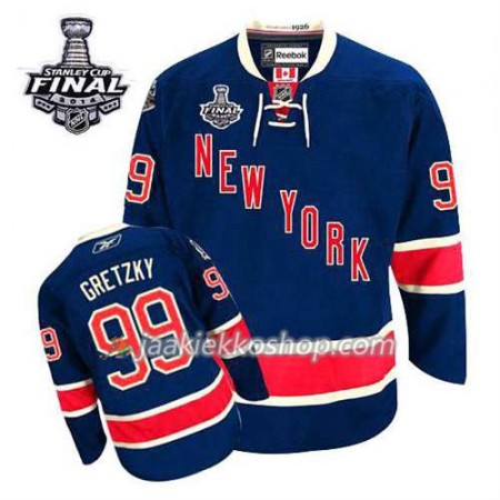 Reebok Miehille NHL New York Rangers Pelipaita Wayne Gretzky #99 Kolmas Sininen 2014 Stanley Cup