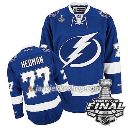 Reebok NHL Tampa Bay Lightning Pelipaita Victor Hedman #77 Sininen Koti 2016 Stanley Cup