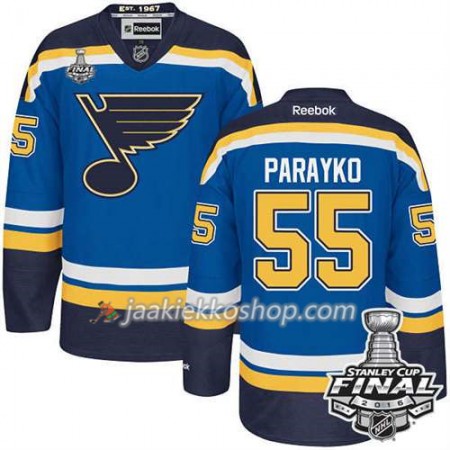 Reebok NHL St. Louis Blues Pelipaita Colton Parayko #55 Sininen Koti 2016 Stanley Cup