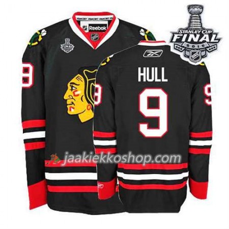 Reebok Nainen NHL Chicago Blackhawks Pelipaita Bobby Hull #9 Kolmas Musta 2015 Stanley Cup