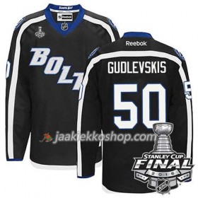 Reebok NHL Tampa Bay Lightning Pelipaita Kristers Gudlevskis #50 Musta Kolmas 2016 Stanley Cup