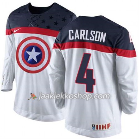 Reebok Miehille NHL Premier Olympic-USA Team Pelipaita John Carlson #4 Valkoinen Paita